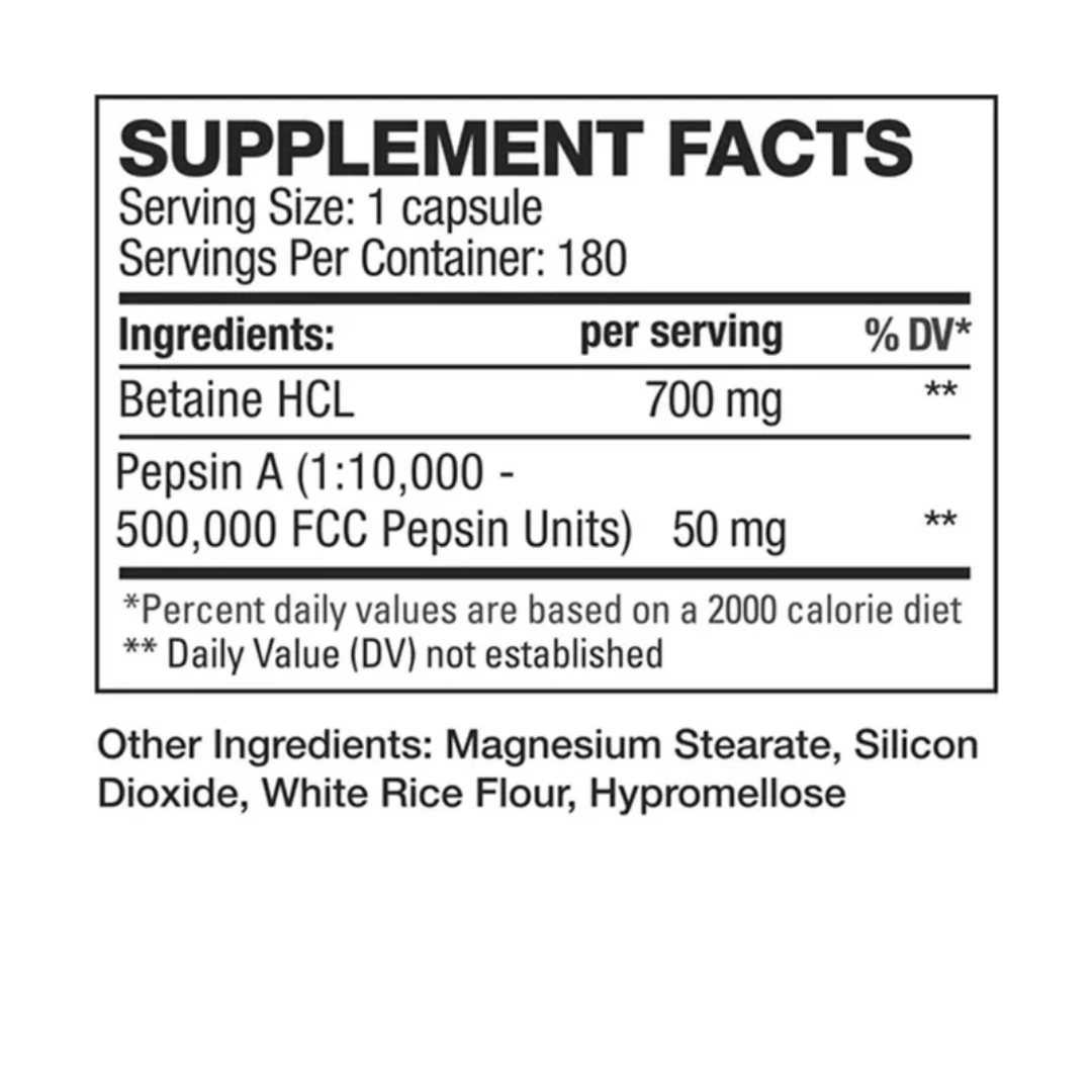 HD Muscle Betaine HCL 180 Capsules - Image 2