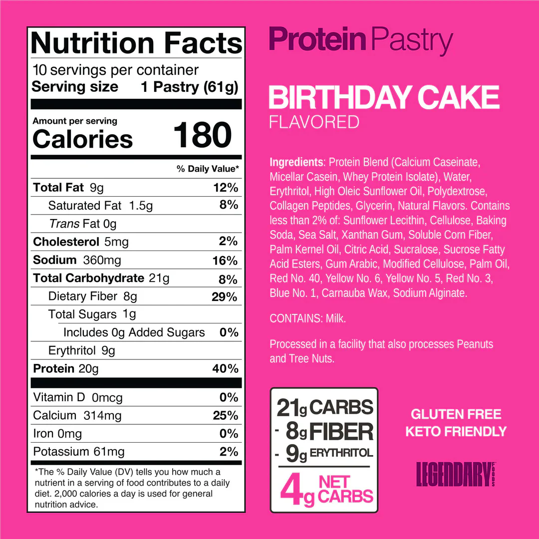 Legendary Foods Protein Tasty Pastry - Birthday Cake (Box of 10) - Image 2