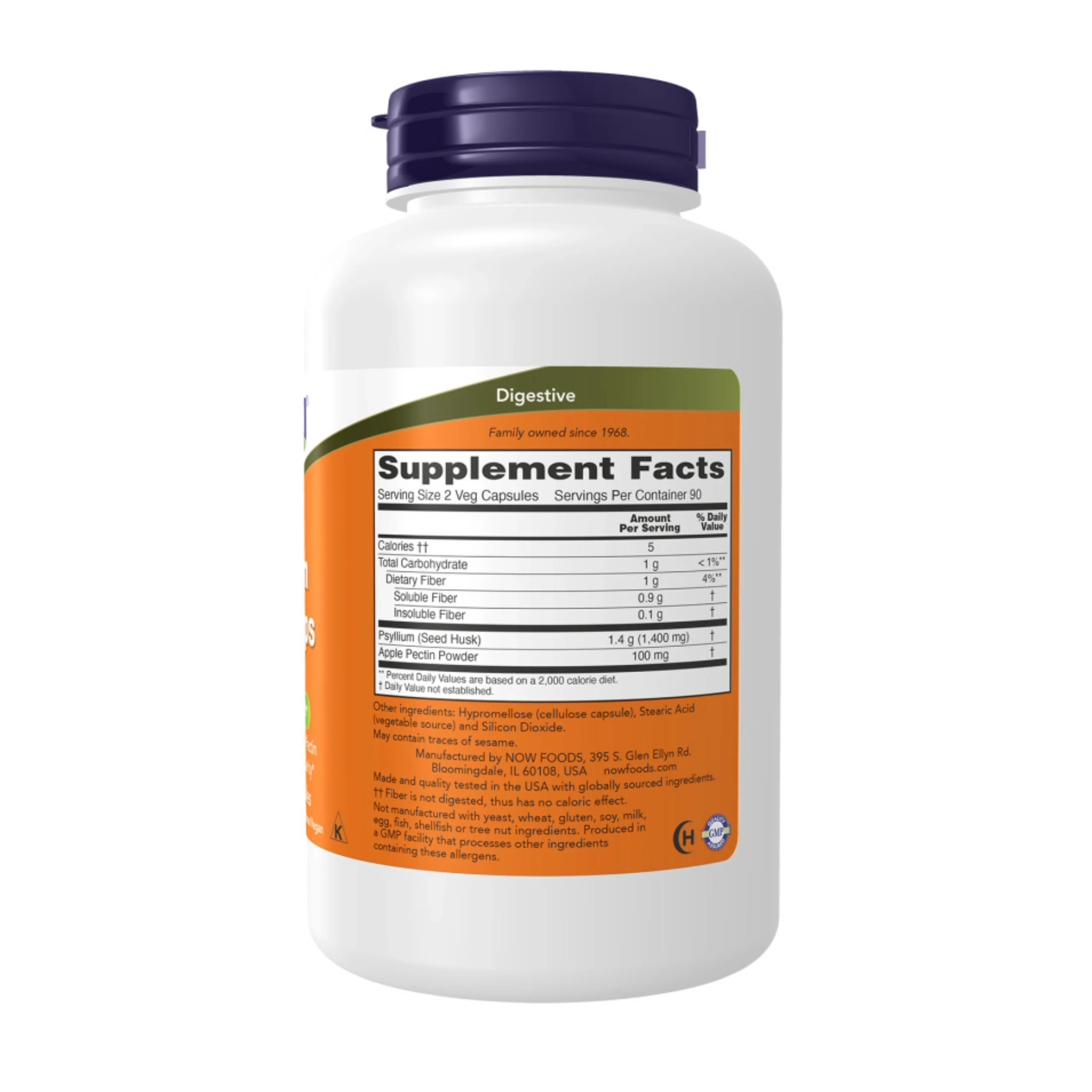 NOW Psyllium Husk 700mg 180 Capsules - Image 2