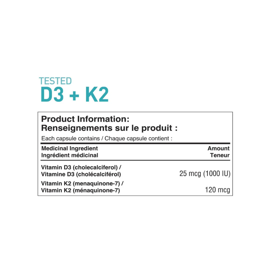 Tested Nutrition Vitamin D3 + K2 240 Softgels - Image 2