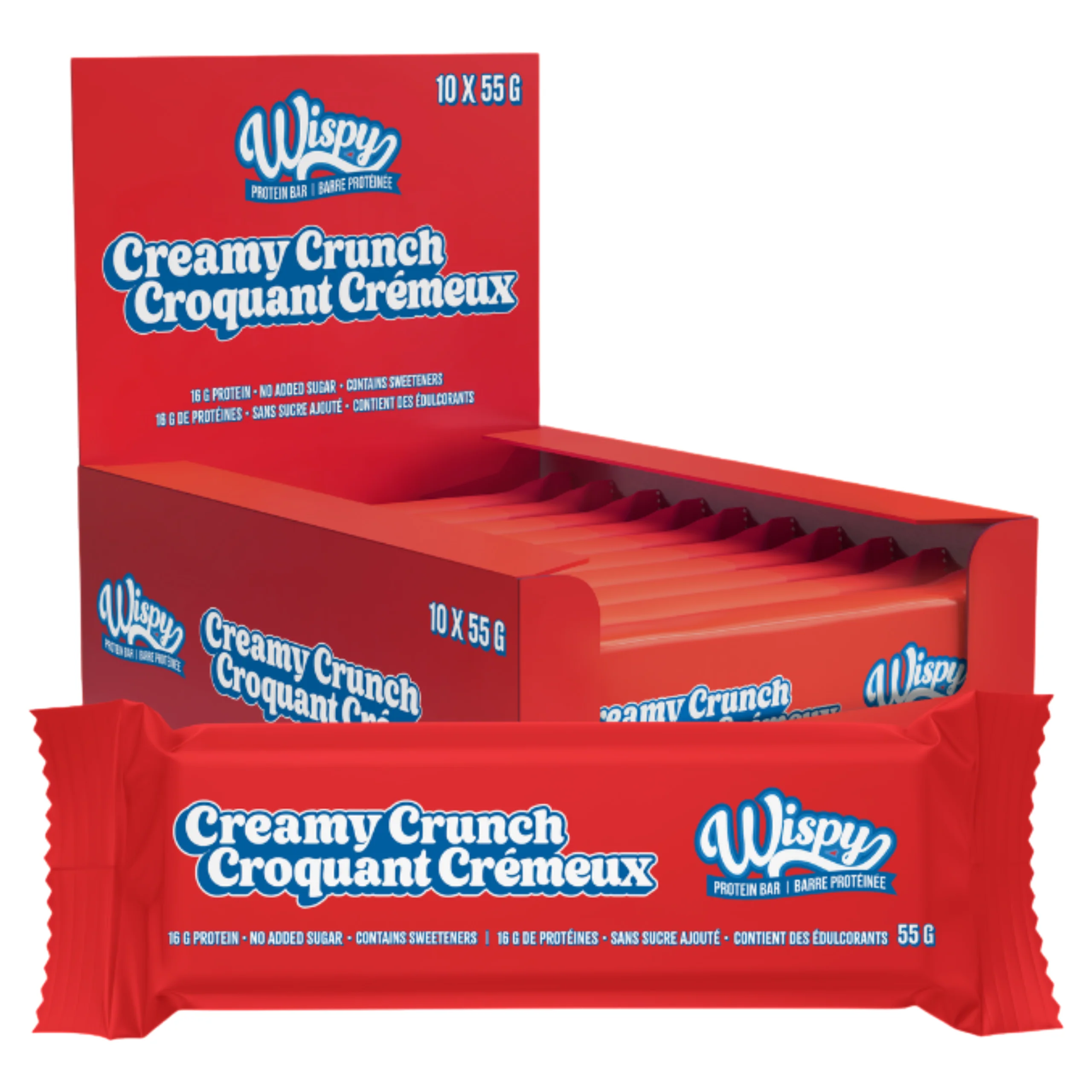 Wispy Protein Bar - Creamy Crunch (Box of 10 Bars)